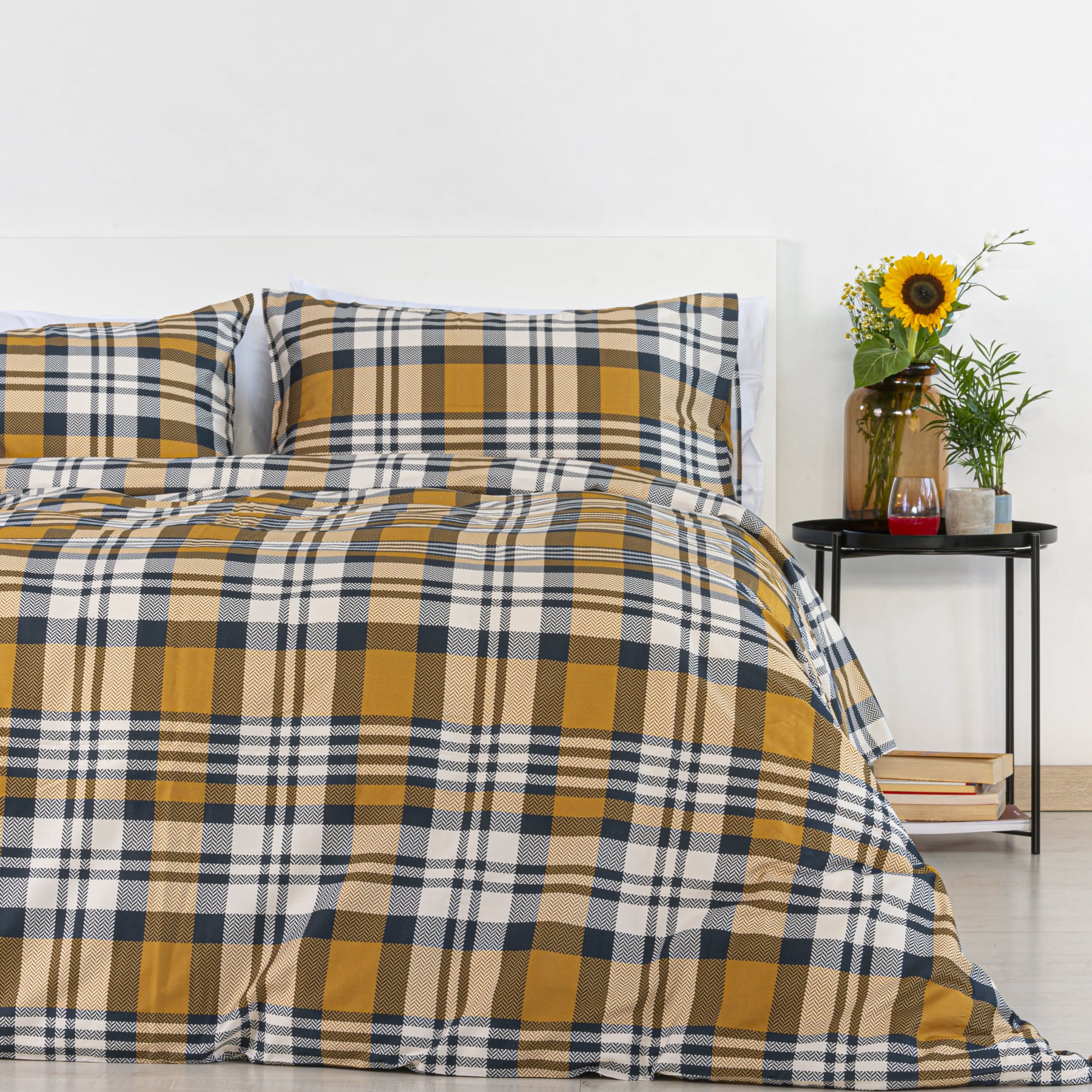 Zenoni & ColombiCopripiumino Nottingham in 100% Raso di Cotone Stampato Fantasia Tartan con Federe