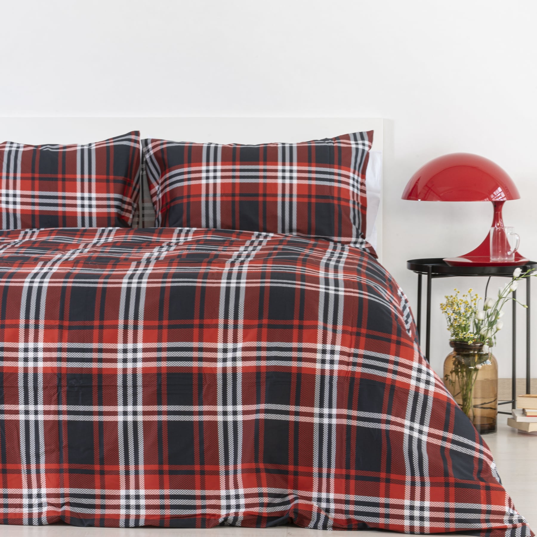 Zenoni & ColombiCopripiumino Belfast in 100% Raso di Cotone Stampato Fantasia Tartan con Federe