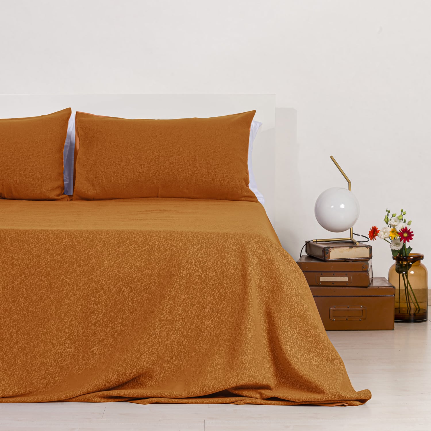 Zenoni & ColombiCompleto copriletto con federe in cotone Jacquard Keppler Arancio