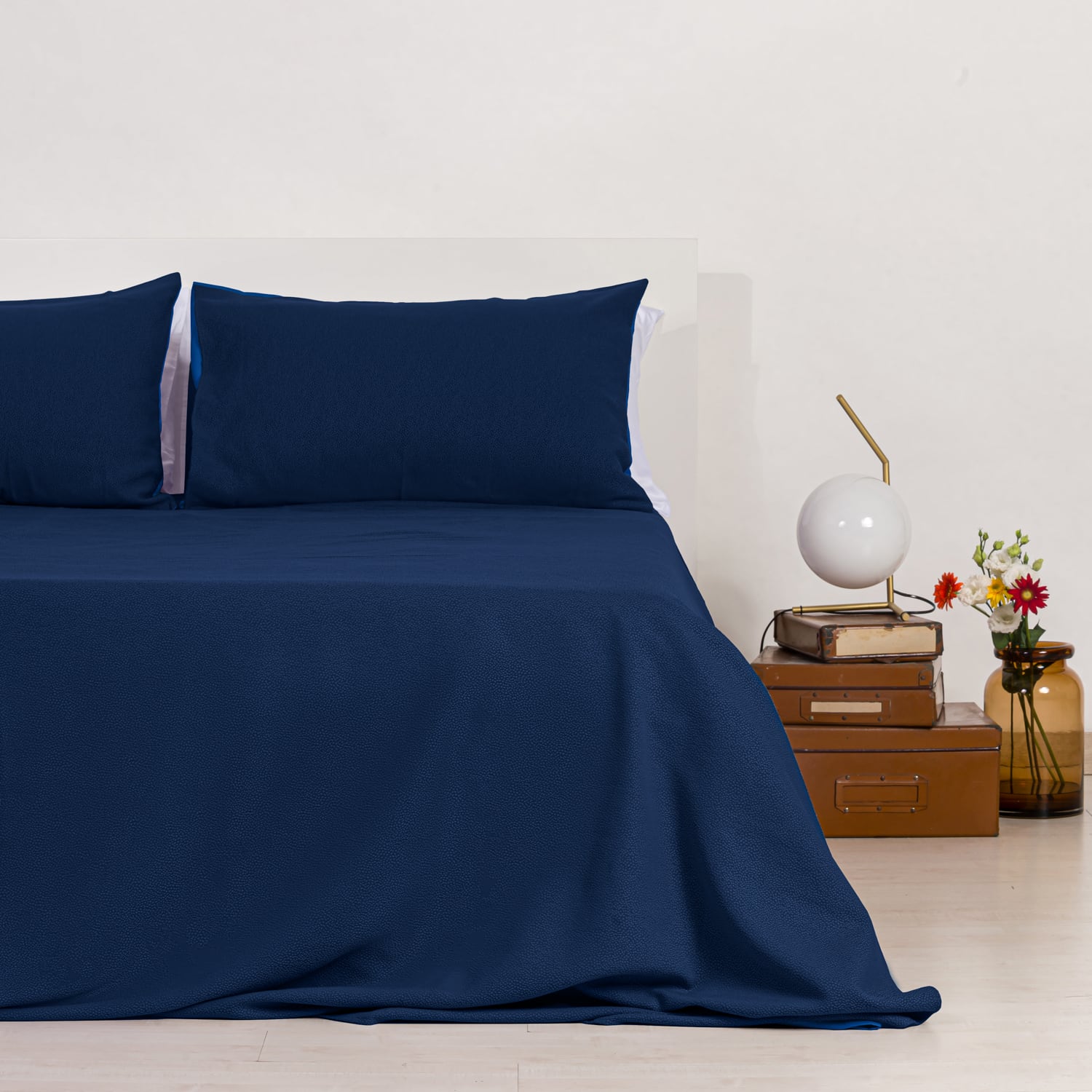 Zenoni & ColombiCompleto copriletto con federe in cotone Jacquard Keppler Blu