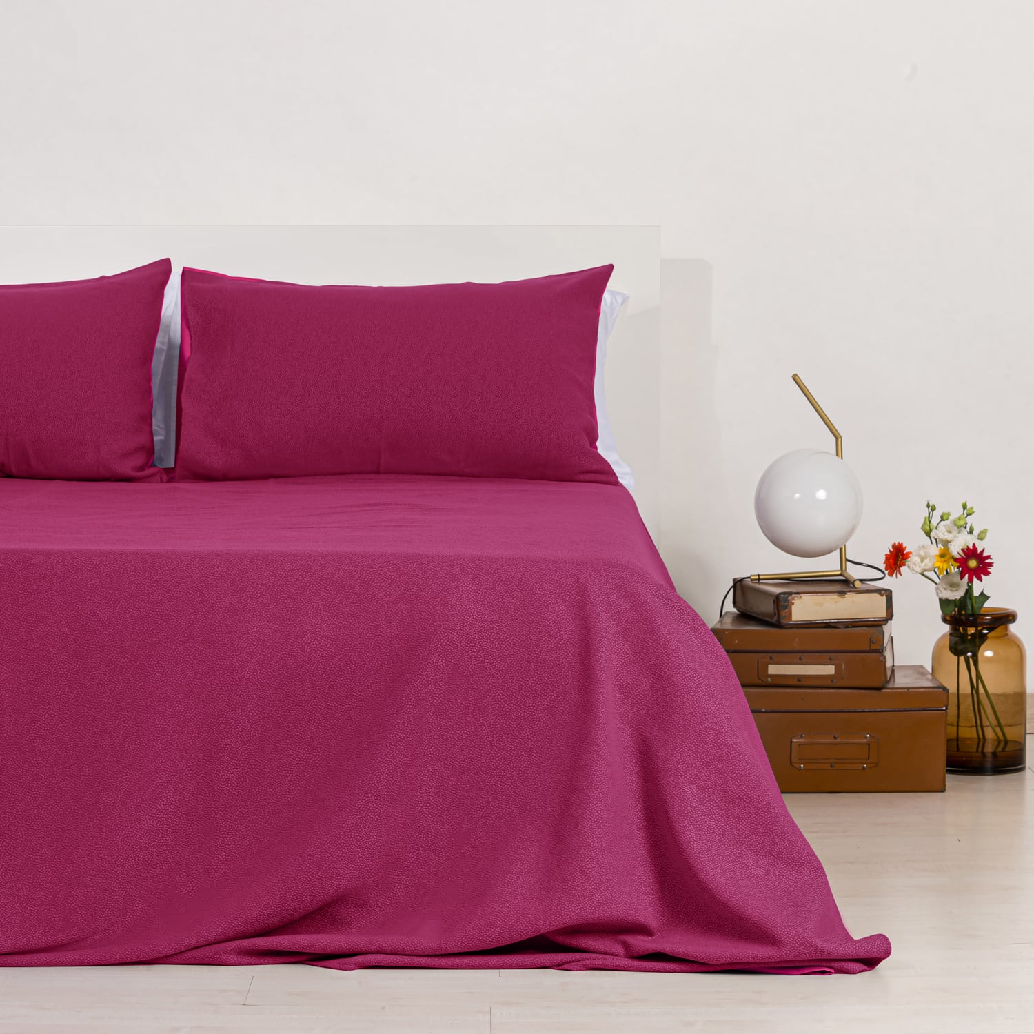 Zenoni & ColombiCompleto copriletto con federe in cotone Jacquard Keppler Fucsia