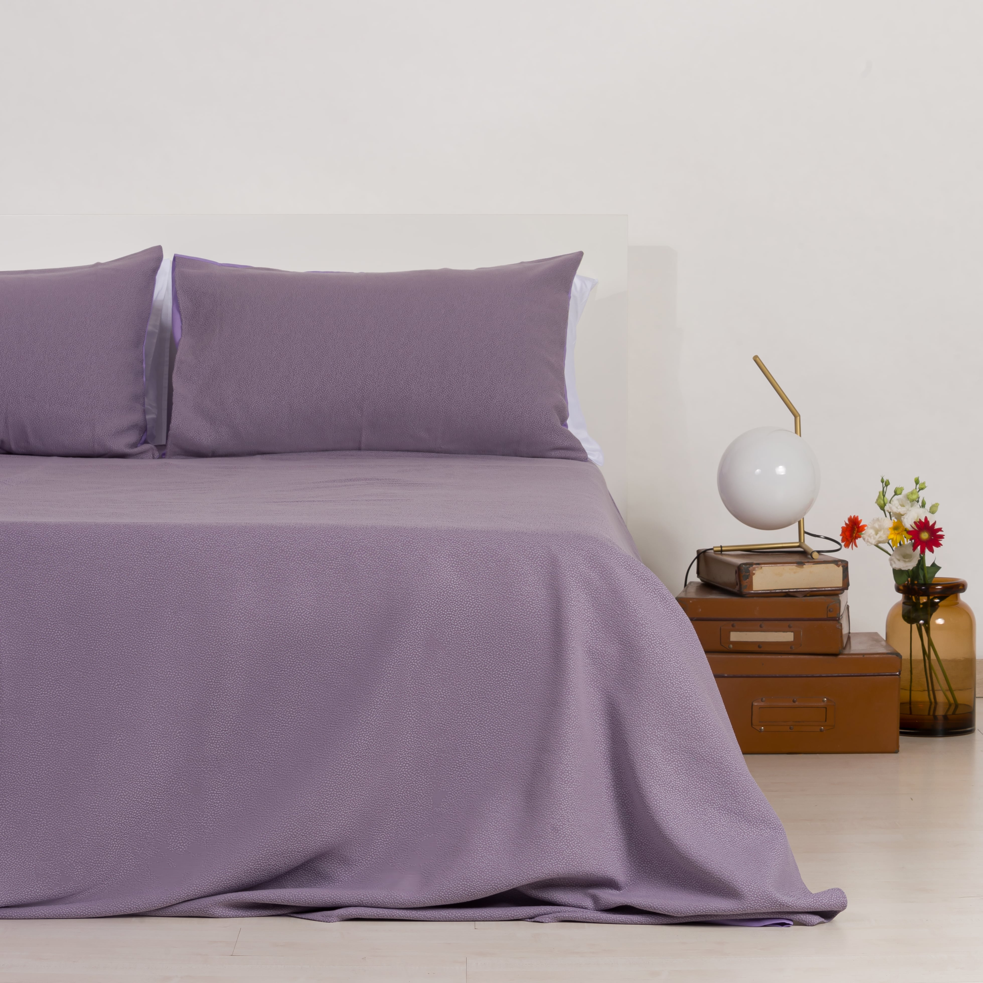 Zenoni & ColombiCompleto copriletto con federe in cotone Jacquard Keppler Lavanda