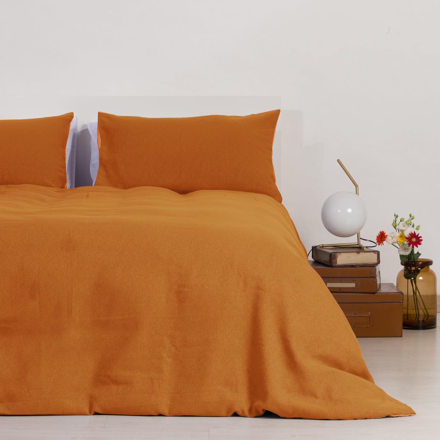 Zenoni & ColombiCopripiumino in cotone con federe Jacquard Keppler Arancio