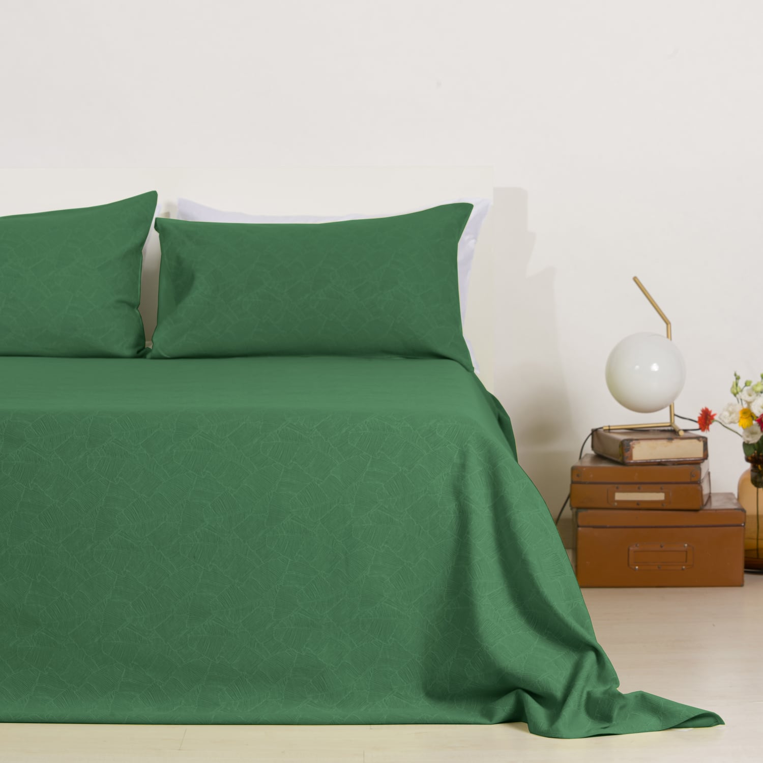 Zenoni & ColombiCompleto Copriletto con federe in cotone Jacquard Giungla Verde Giungla