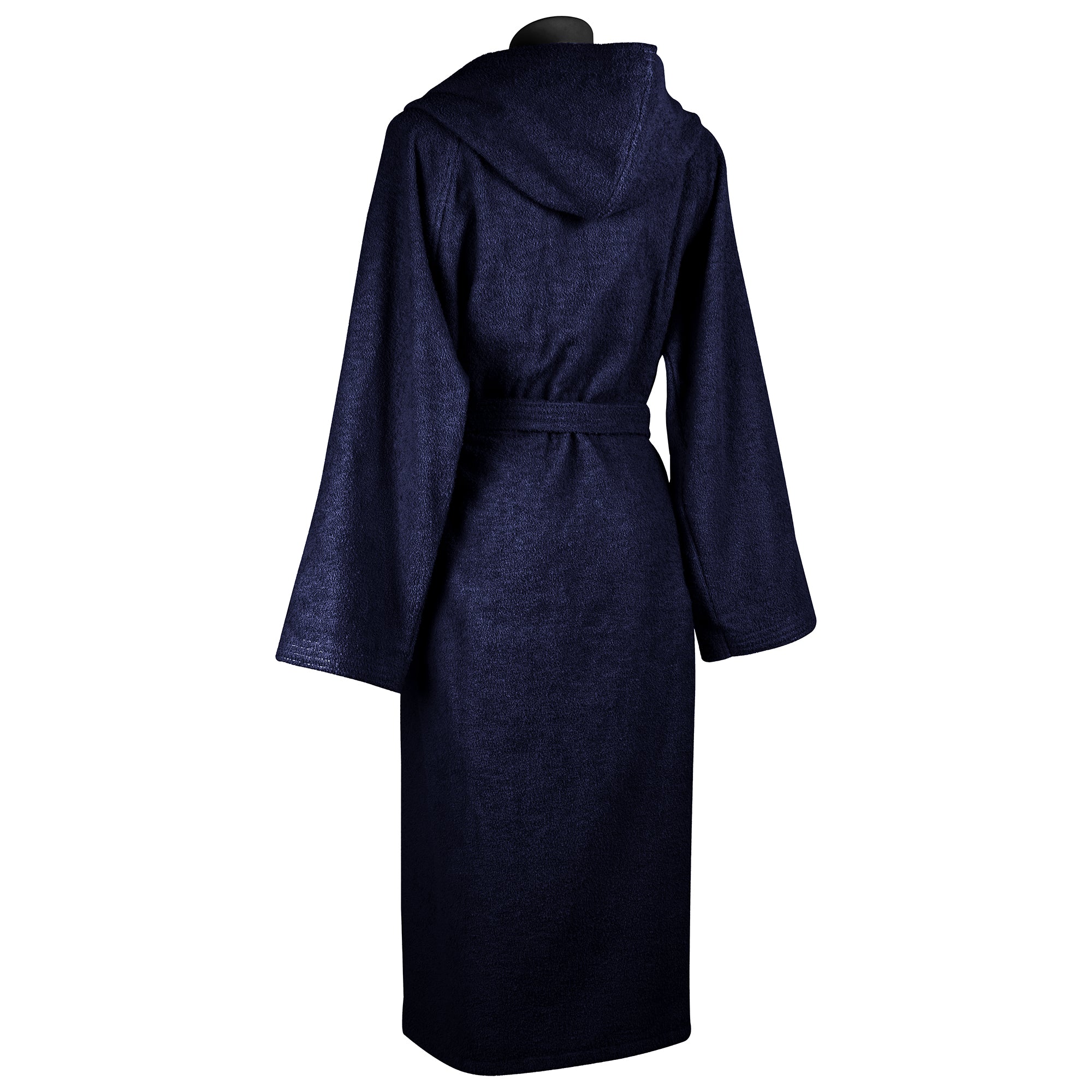 Essential Hooded Bathrobe in Navy Blue Cotton Terry