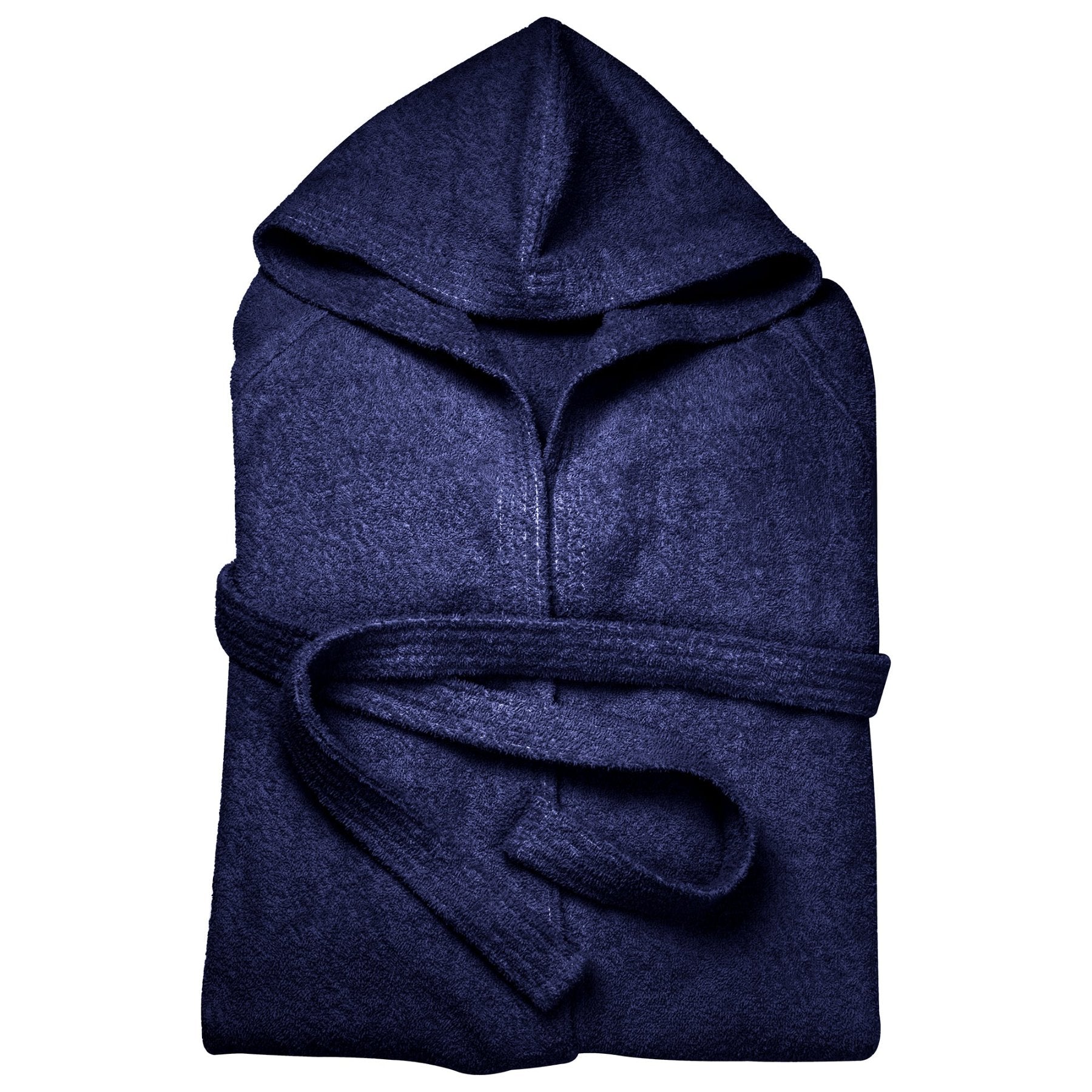 Essential Hooded Bathrobe in Navy Blue Cotton Terry