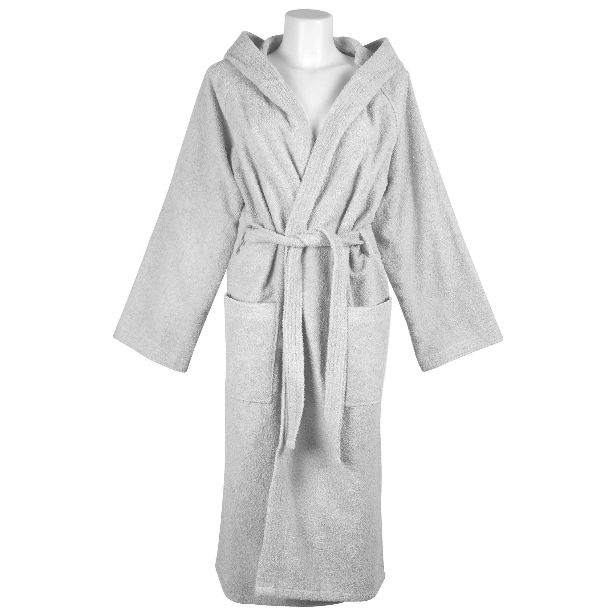 Essential Hooded Bathrobe in Cotton Terry Grey