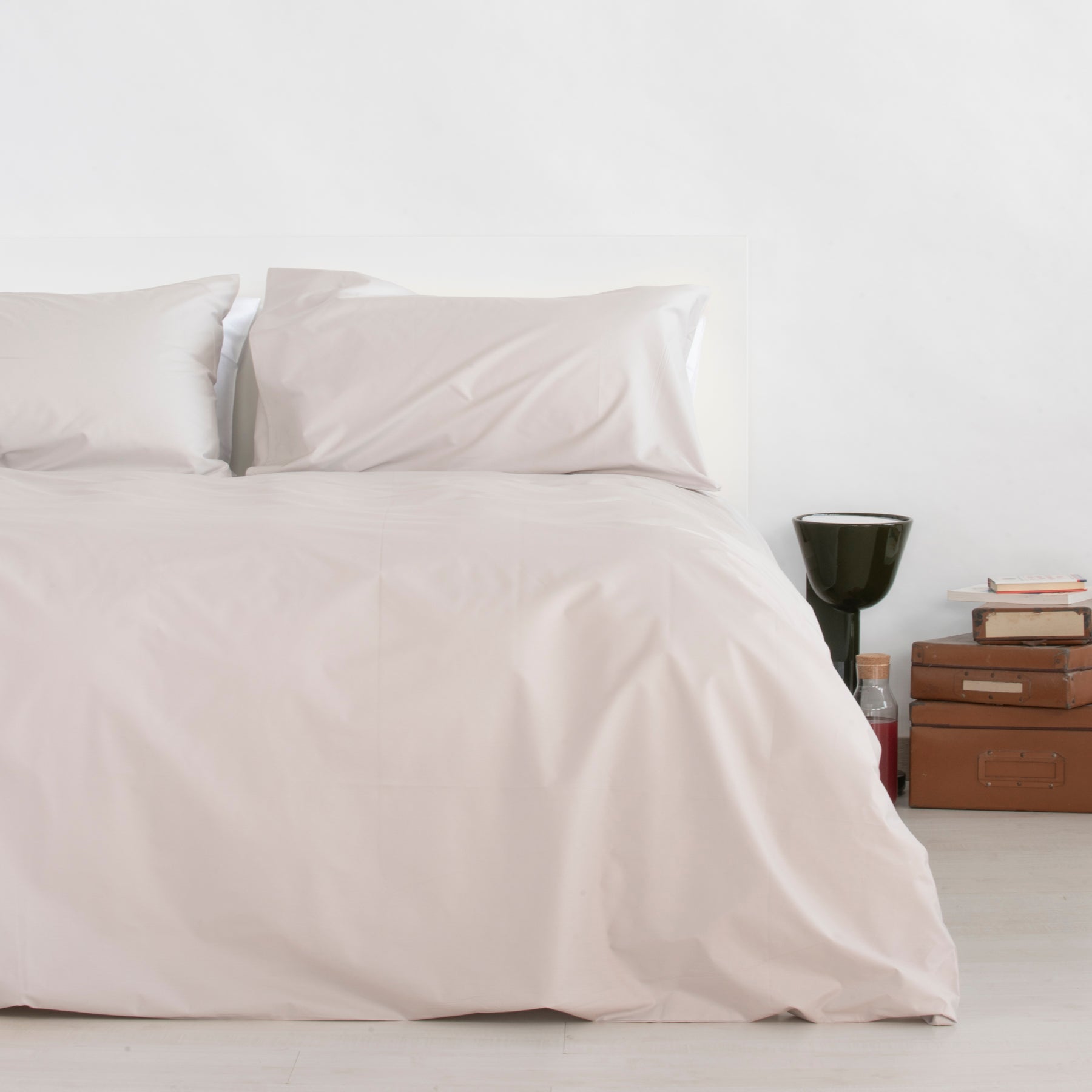 100% Gray Cotton Percale Duvet Cover with Pillowcases