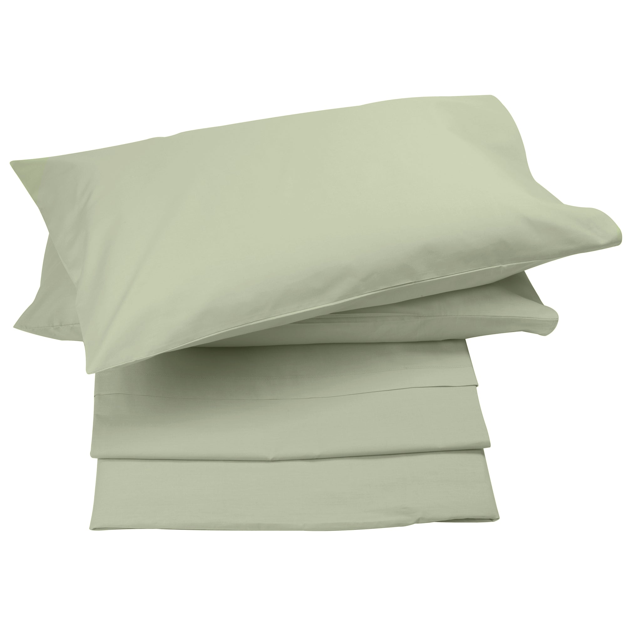 Salbeigrünes Bettlaken-Set aus 100 % Baumwollperkal