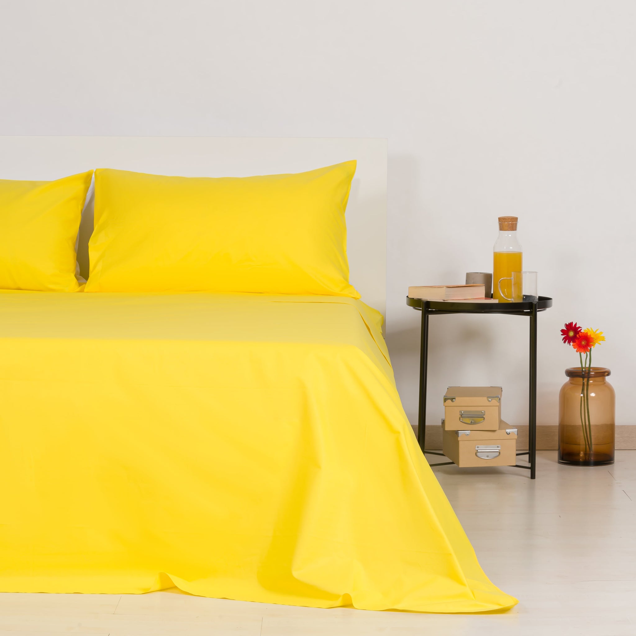 Draps en 100% coton de haute qualité Jaune soleil