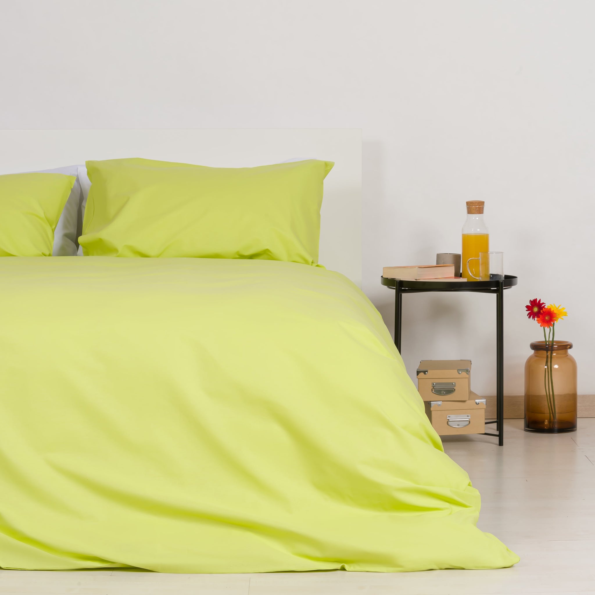 Copripiumino con federe in 100% Cotone Verde Lime