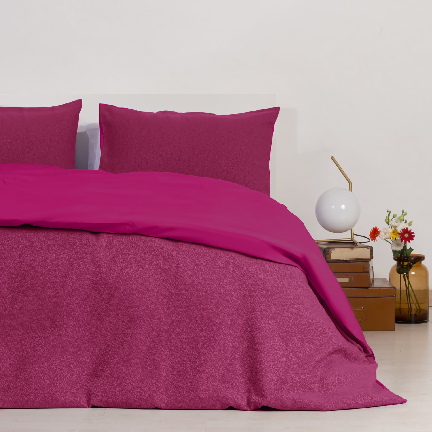 Copripiumino in cotone con federe Jacquard Keppler Fucsia