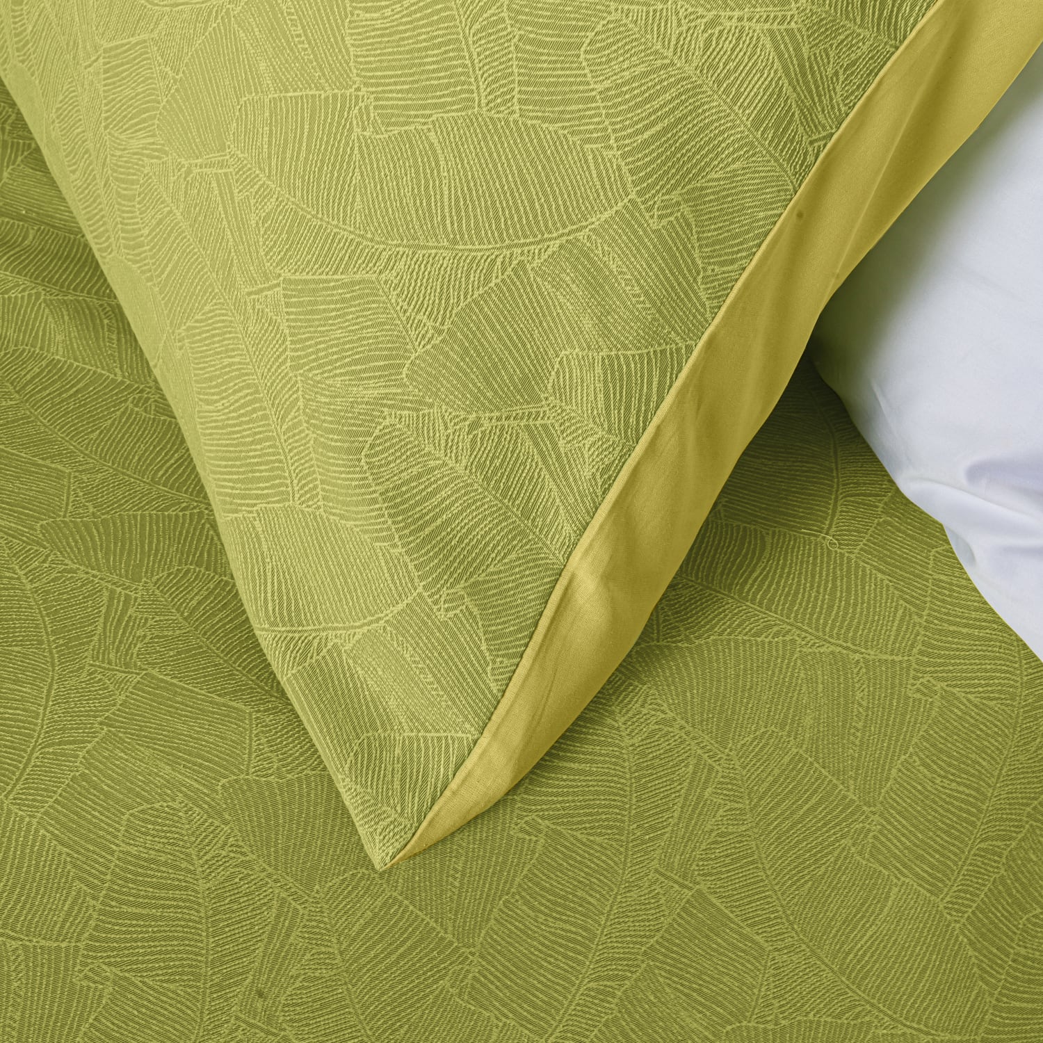 Copripiumino in cotone con federe Jacquard Giungla Verde