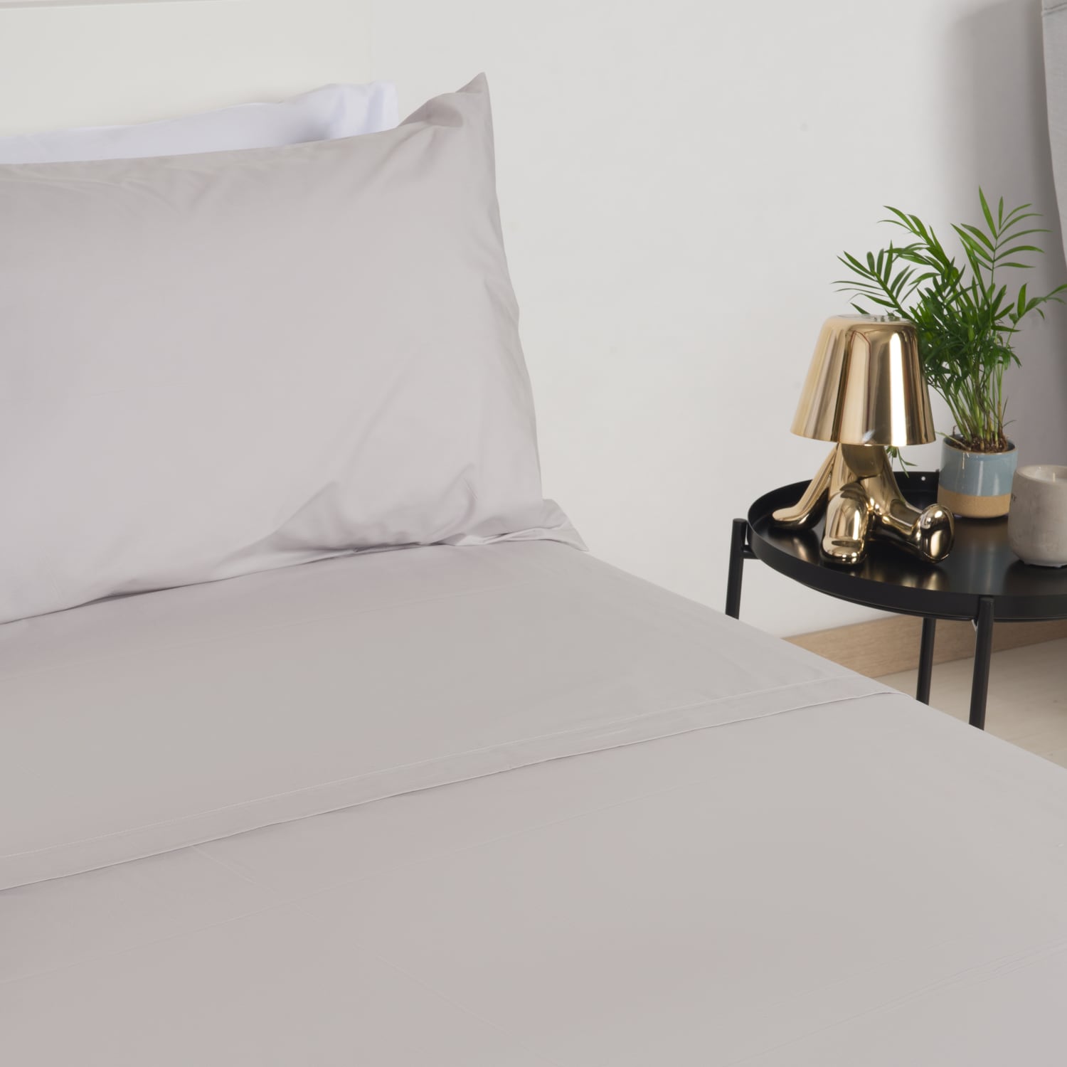 Draps en percale 100% coton gris