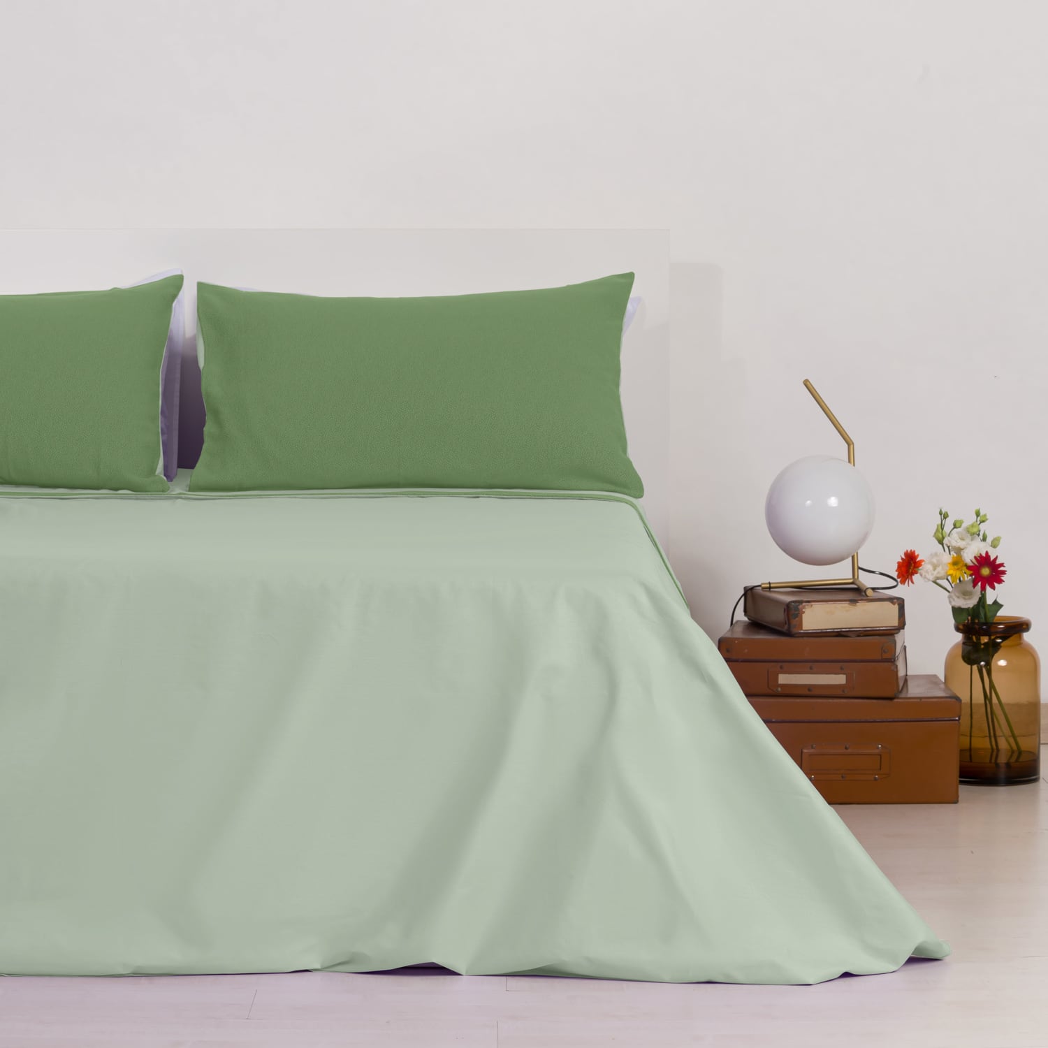 Double Bed Sheet Set with Jacquard Frill Keppler Light Green