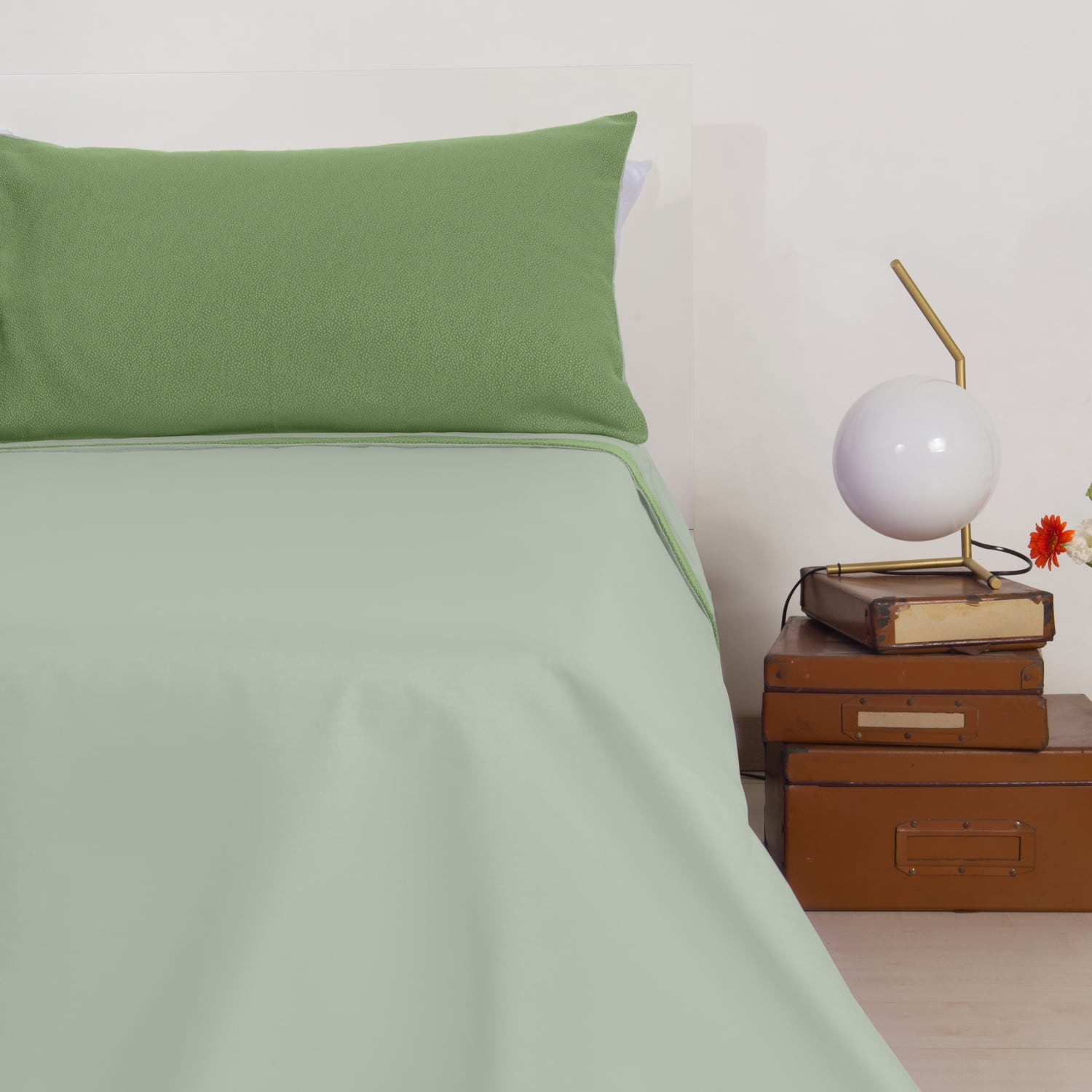 Double Bed Sheet Set with Jacquard Frill Keppler Light Green