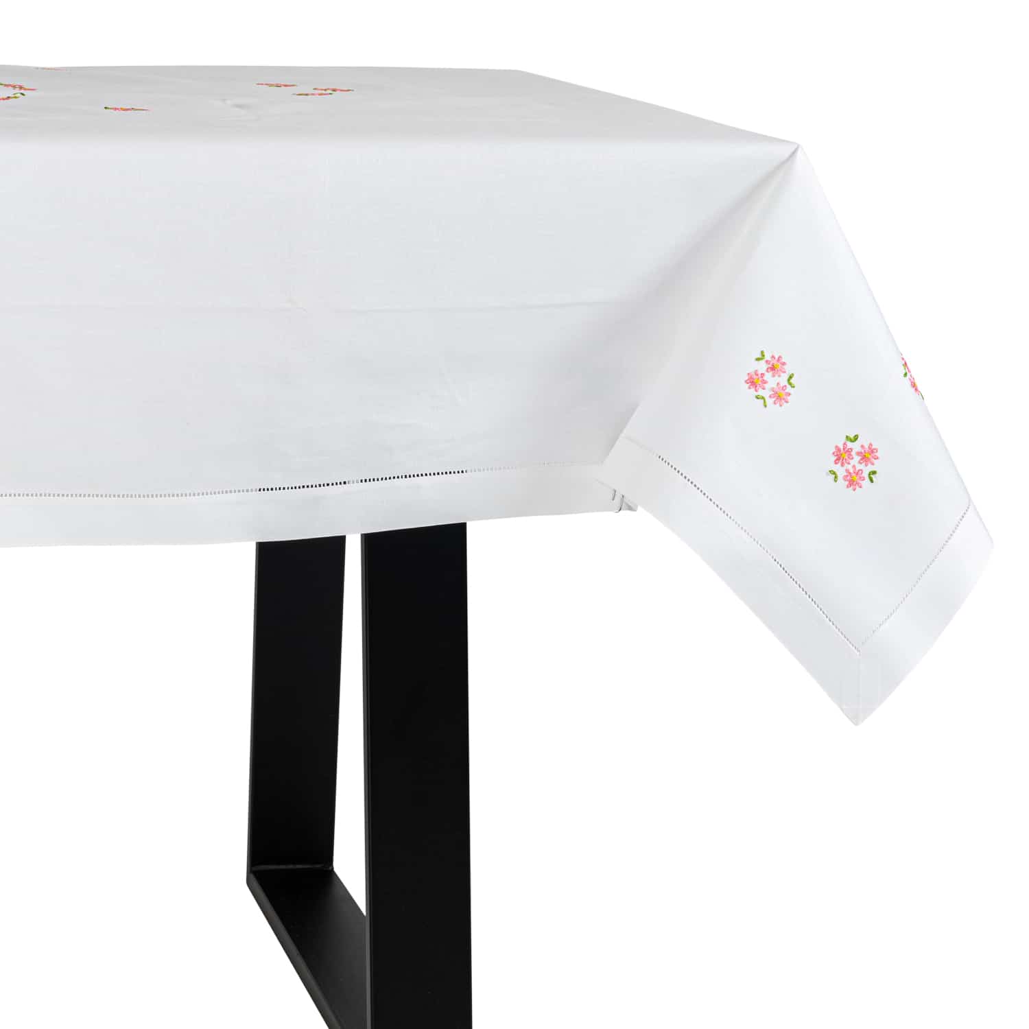 Nappe + 8 serviettes brodées en pur coton Made in Italy variante Joelle