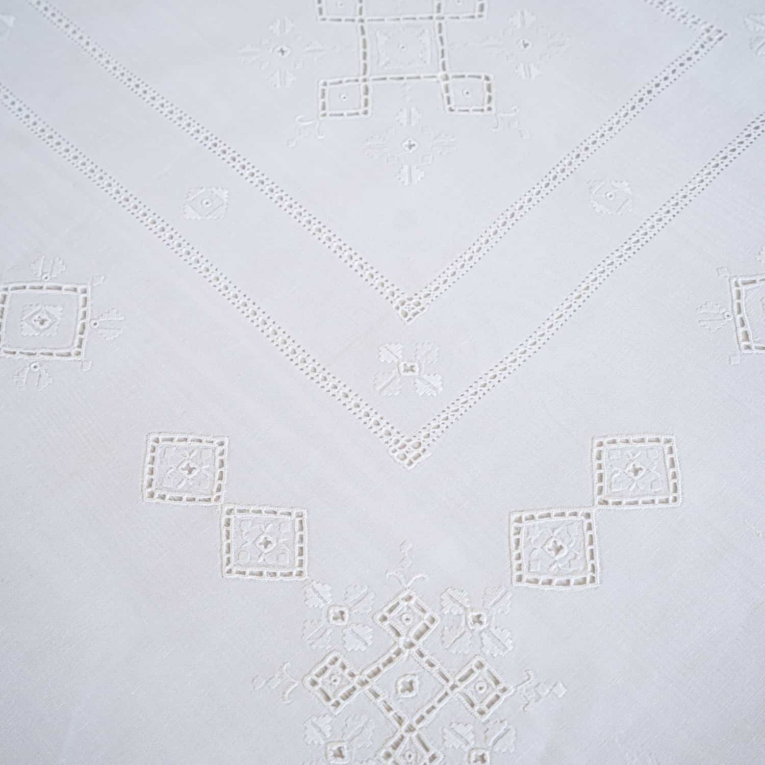 Italian Antique Stitch Embroidered Tablecloth