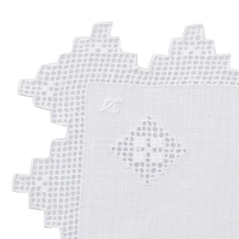 Handbesticktes Deckchen aus reinem Leinen, hergestellt in Italien, Variante Etruria (2 Stück)
