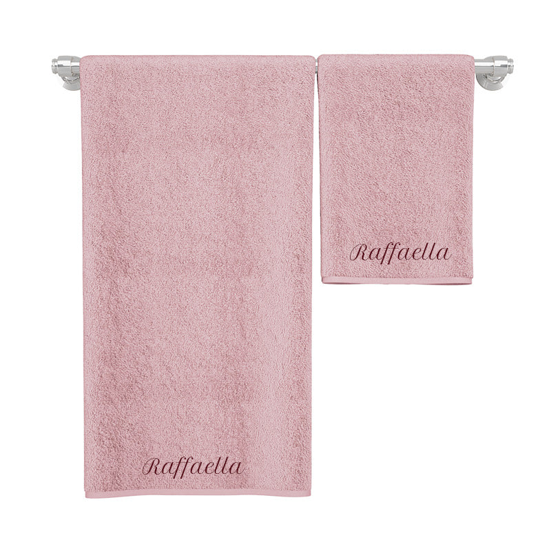 asciugamani personalizzati con il ricamo del nome • rosa • Croci e