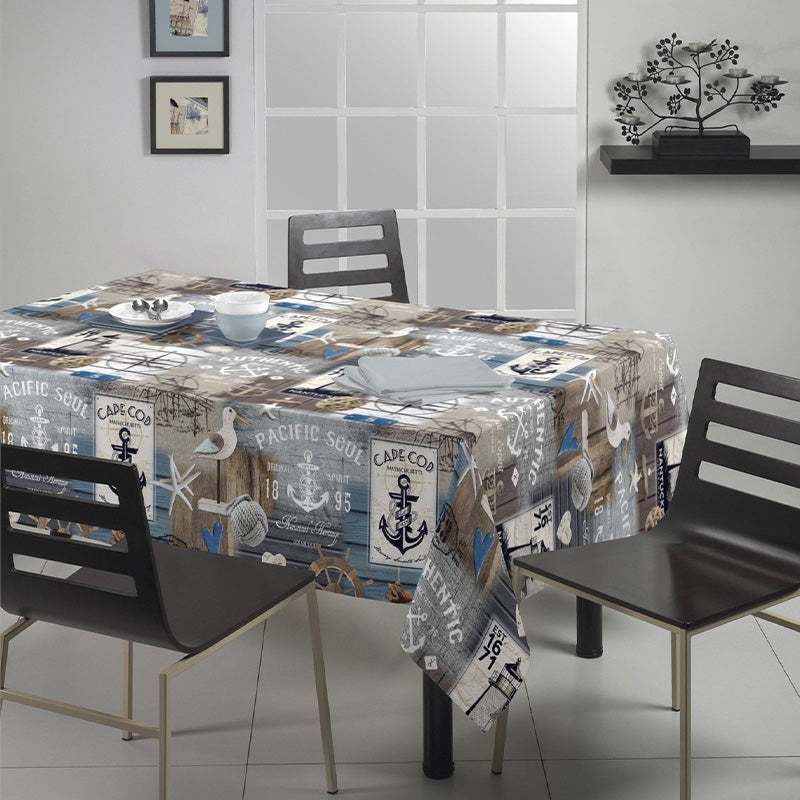 Tischdecke mit Meeresmuster aus 100 % bedruckter Baumwolle